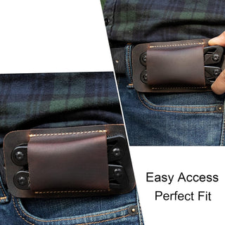 Retro belt carrying leather knife scabbard horizontally