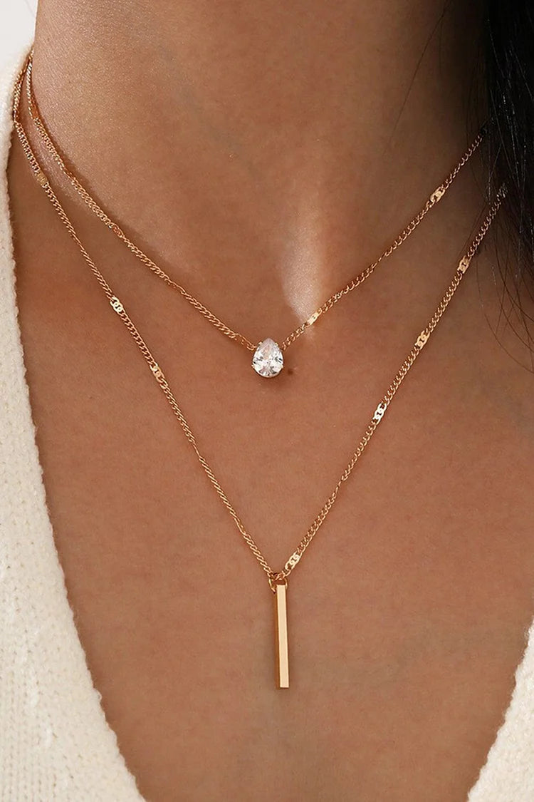 GlimmerFall – Rhinestone Tassel Stacking Necklace