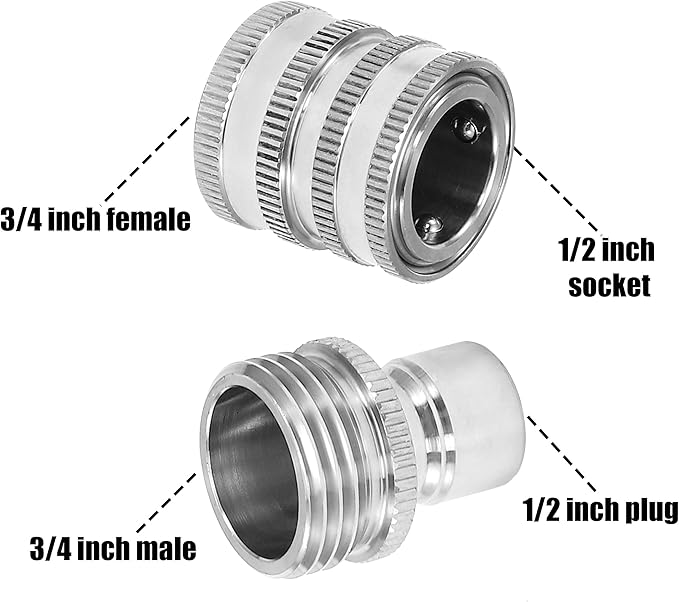 AquaLatch - Heavy-Duty Stainless Steel Garden Hose Connect Set