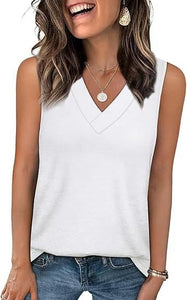 SereneFit - Chic Sleeveless V-Neck Top for Everyday Ease