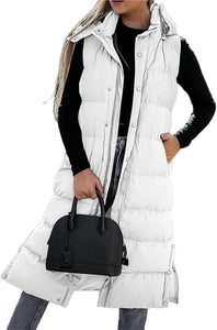 QuiltChic – Women's Long Puffer Vest with Hood