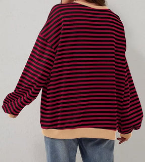StripeAura – Women’s Color Block Striped Sweatshirt