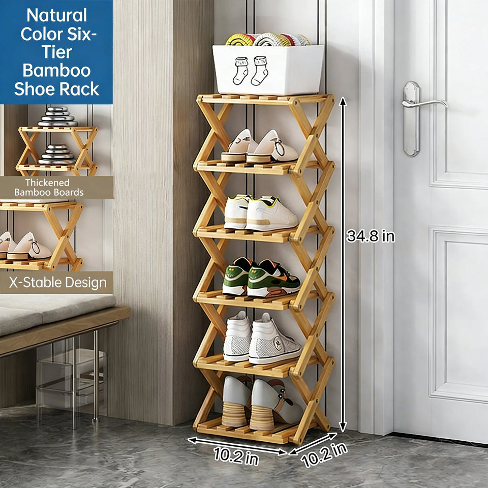 The 9-Tier No-Assembly Bamboo Rack !🌿👟