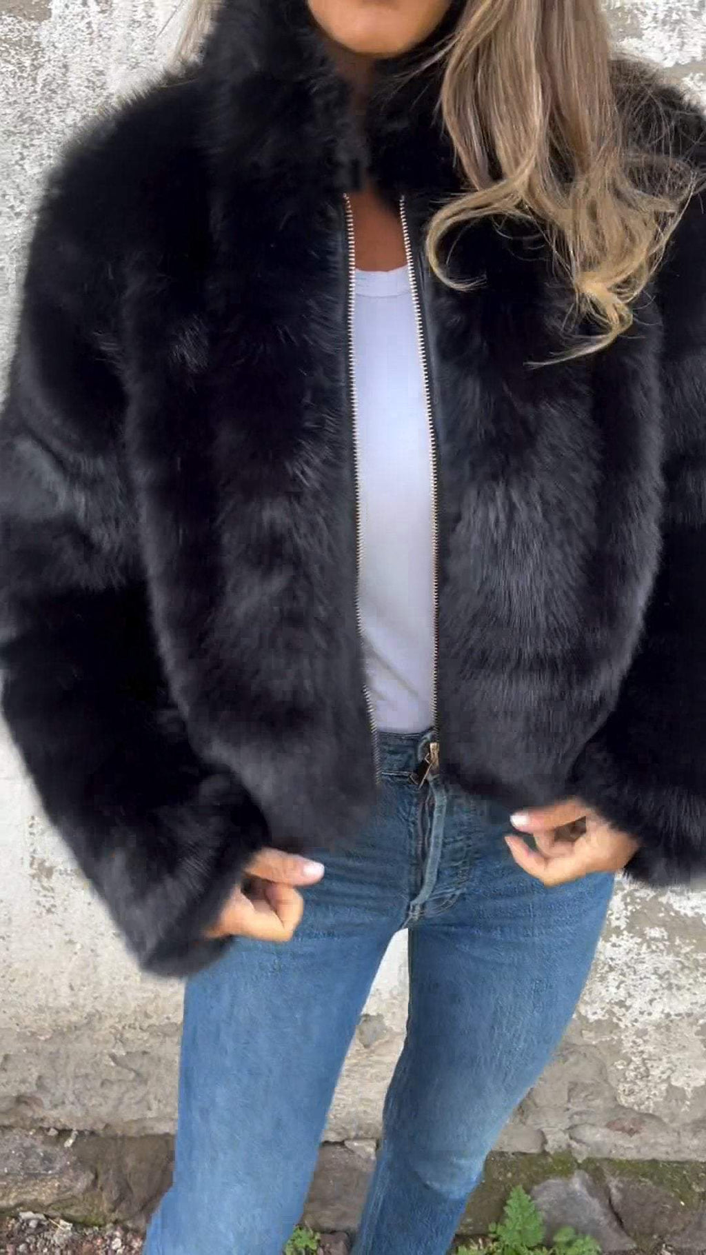 FurEase – Women’s High Collar Fur Casual Jacket