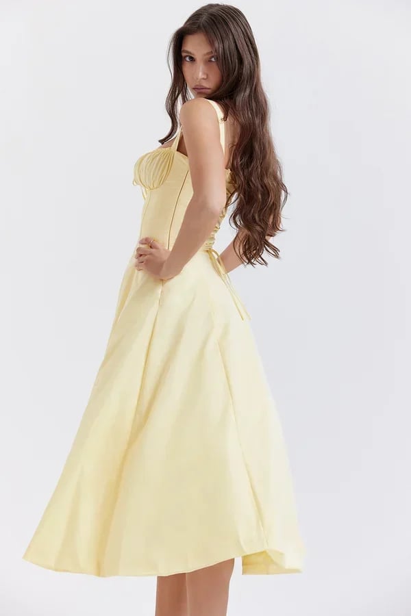 LA VIERA - Corset Lace-Up Summer Dress