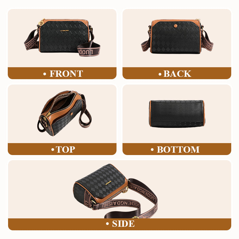 LuxeWeave – Fashion Diamond Pattern 3-Layer Crossbody Bag
