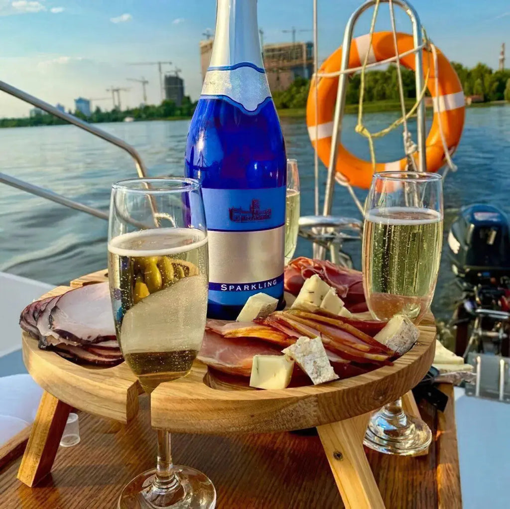 Wooden Outdoor Folding Picnic Table With Glass Holder marnetic