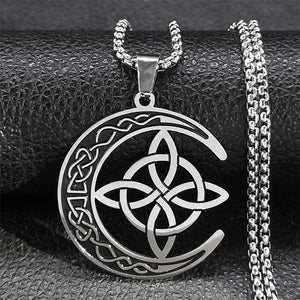MoonKnot – Celtic Crescent Steel Pendant Necklace