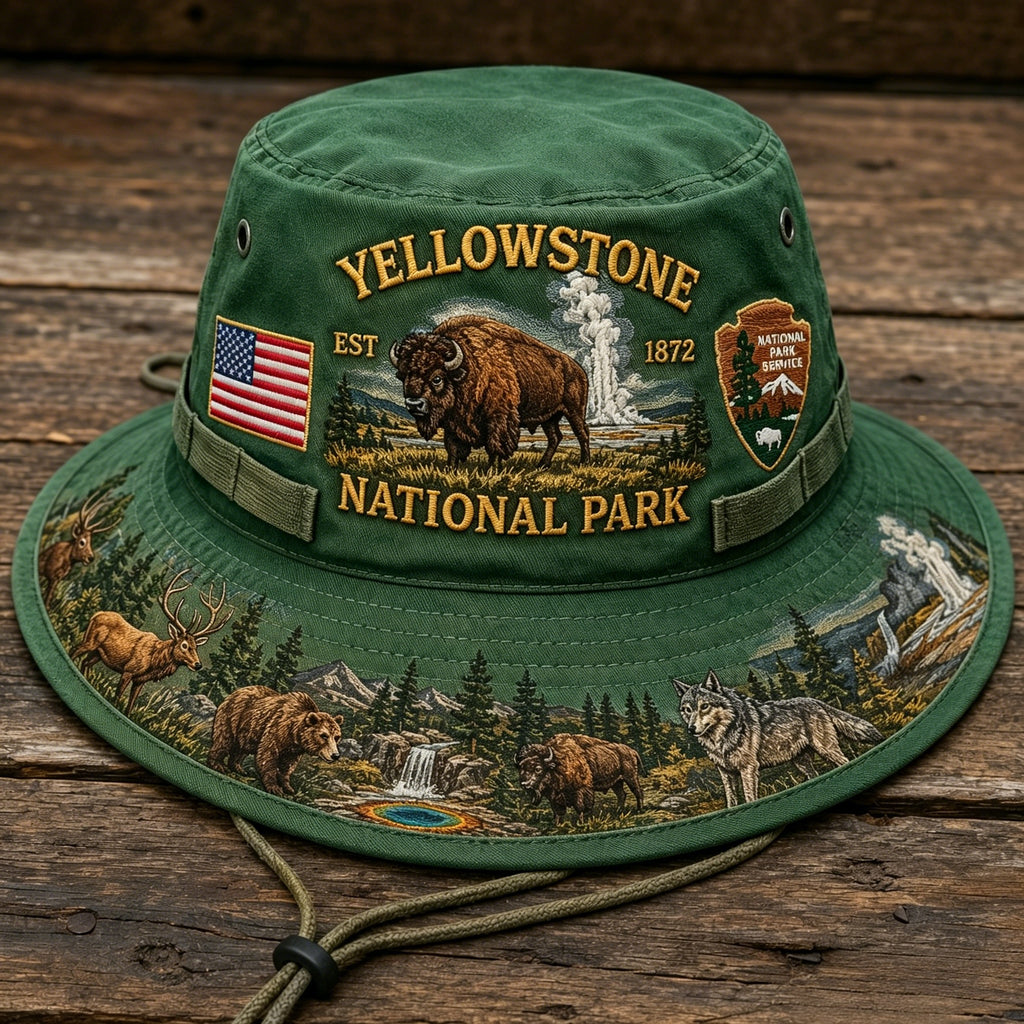 🇺🇸 Last Day Promo: 49% OFF 🦬 - Yellowstone National Park Adventure Boonie Hat