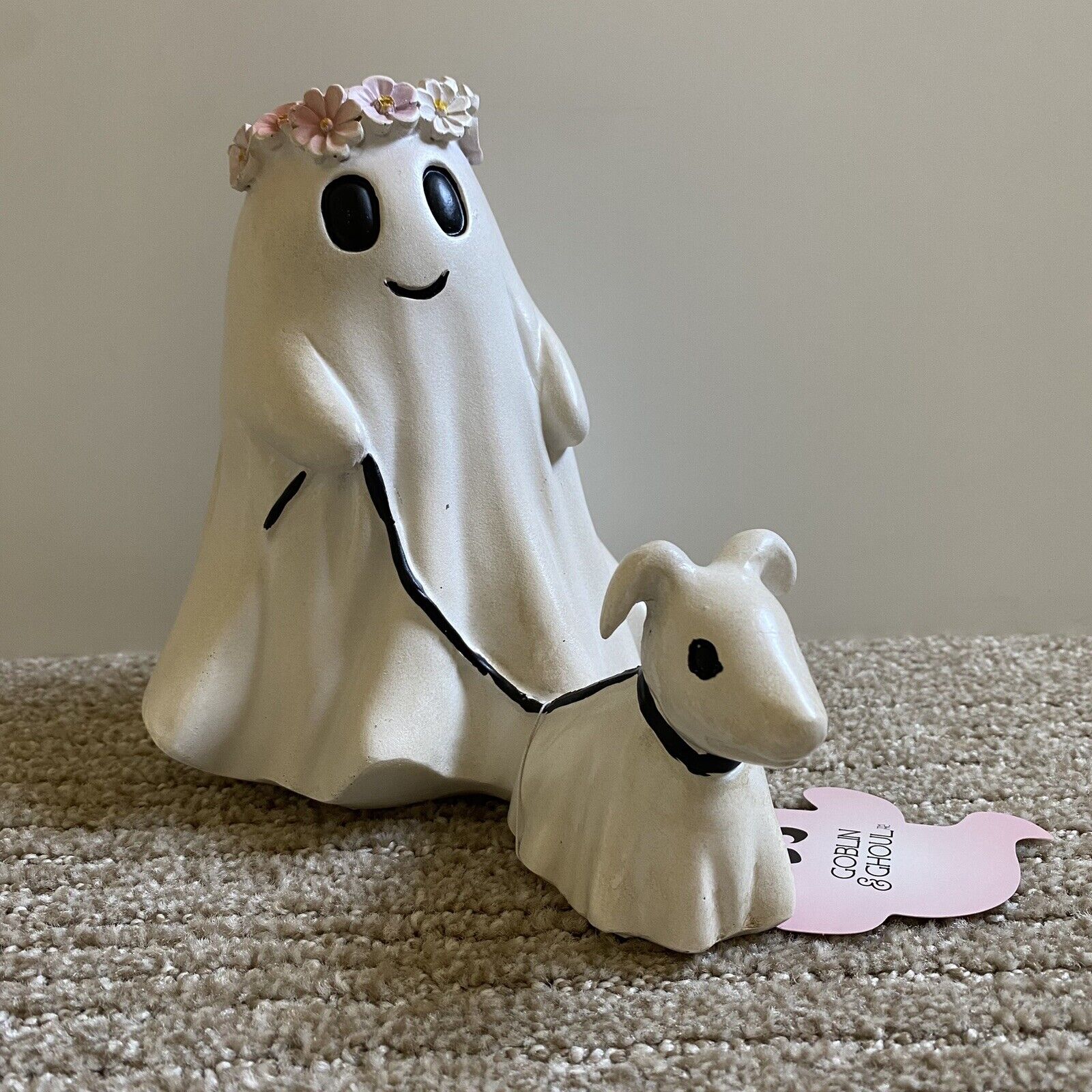 SpookyPaws - Ghostly Pumpkin Dog Statue