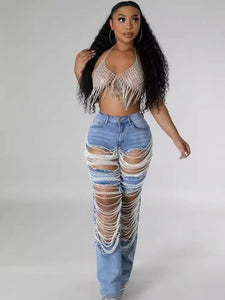 UrbanChain – Streetwear Embellished Denim Jeans