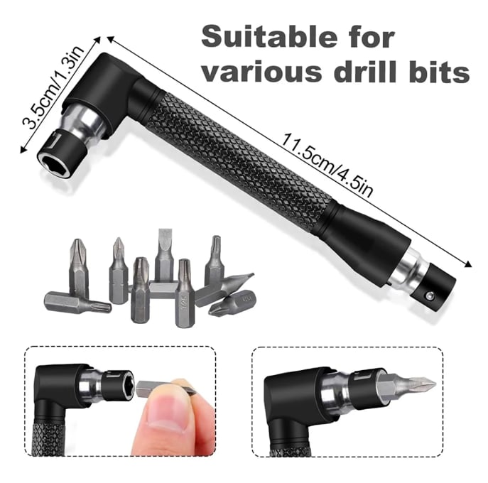🔥LAST DAY 49% OFF - 🛠️6Pcs Right Angle Drill Attachment Set with 105° Angle Drill Adapter and Impact Grade Socket Adapter