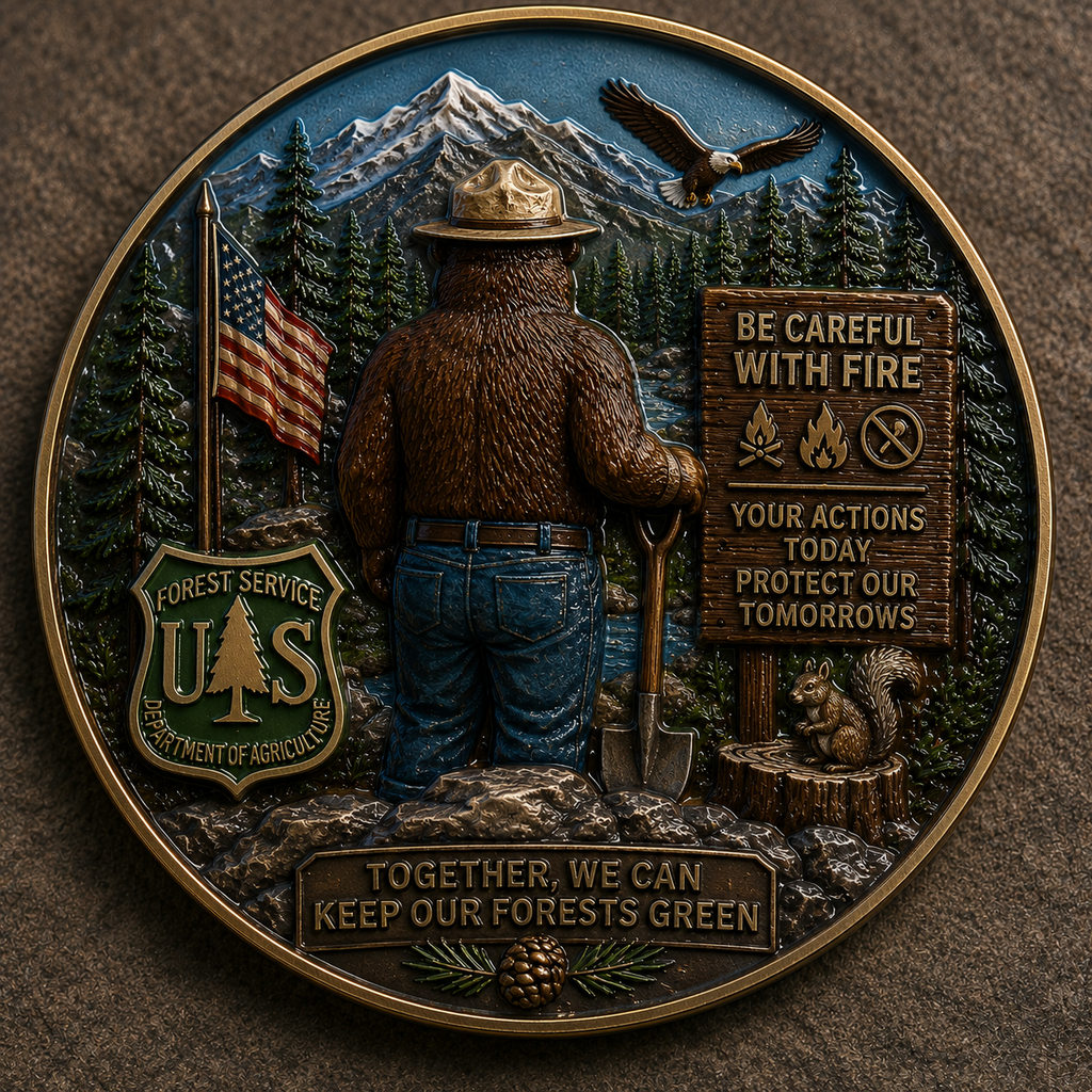 🏆Last Day Promo: 49% OFF! 🐻USFS Only You Can Prevent Wildfires Challenge Coin