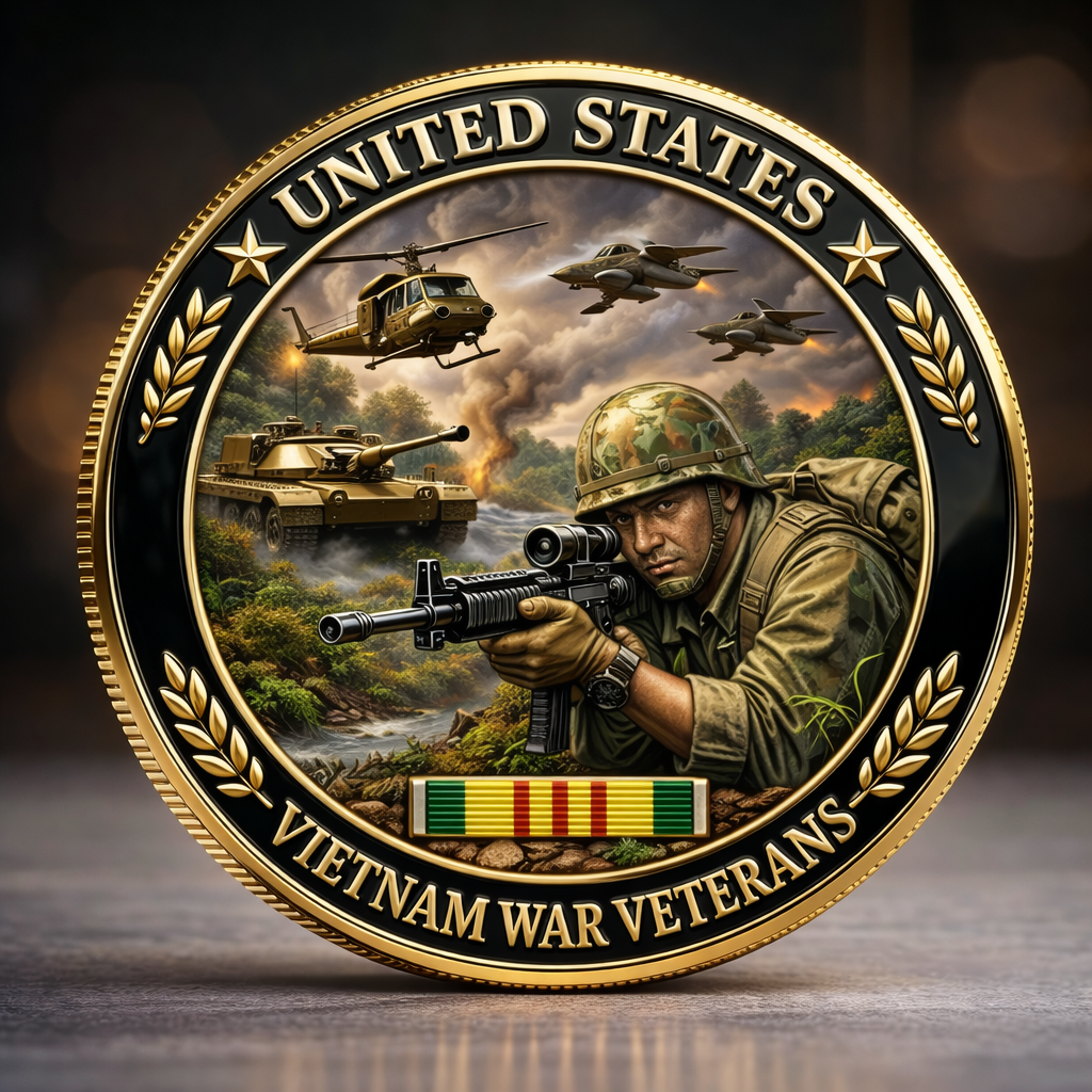Vietnam War Veterans Tribute Coin (1955–1975) — Honor • Courage • Sacrifice 🇺🇸