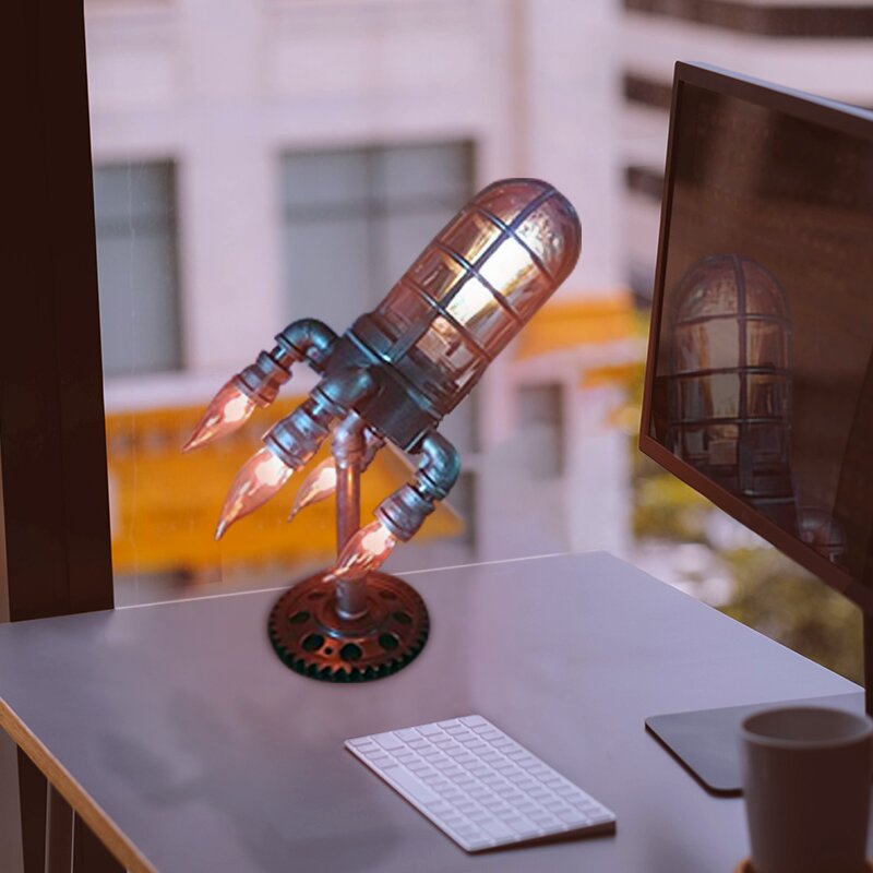 RetroLaunch – Steampunk Rocket Lamp