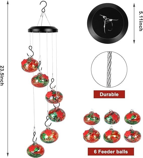 BreezeNest - Glass Wind Chime Feeder for Hummingbirds