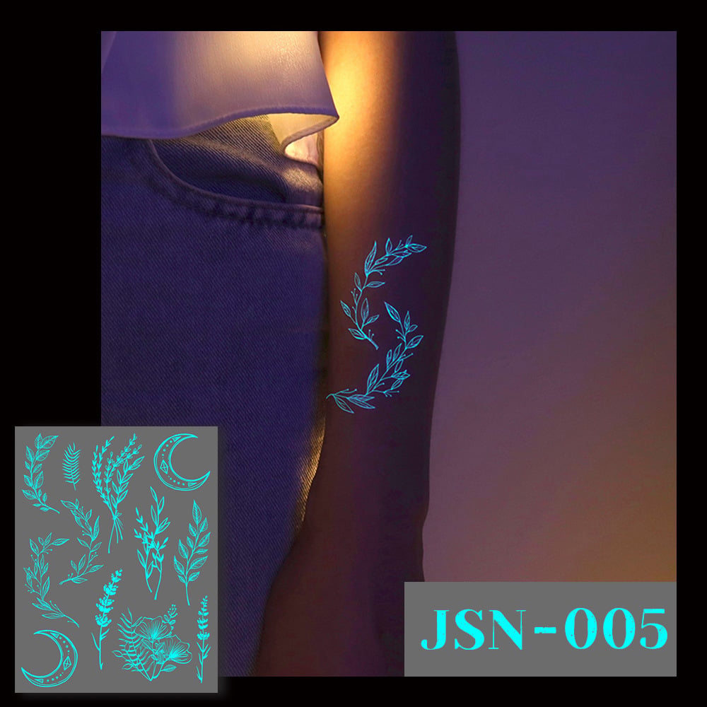 🔥Waterproof Blue Luminous Butterfly Tattoo Stickers - Temporary Body Art for Music Festivals & Parties