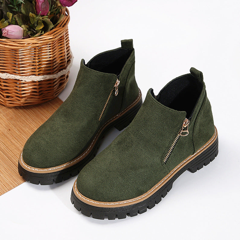 TrendStride – Stylish Solid Color Ankle Boots