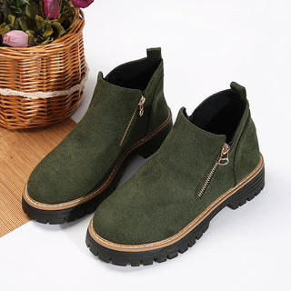 TrendStride – Stylish Solid Color Ankle Boots