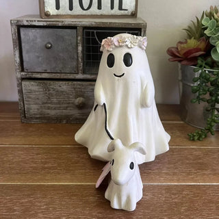 SpookyPaws - Ghostly Pumpkin Dog Statue