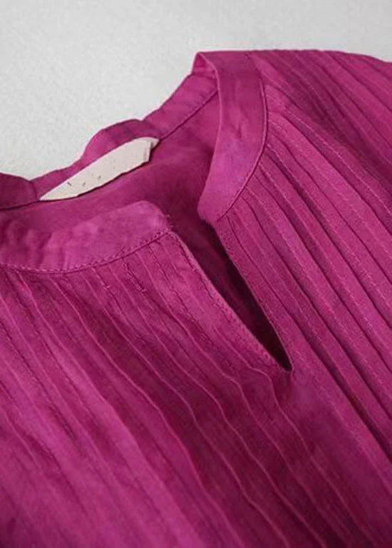 RoseBelle – V Neck Patchwork Linen Summer Dress