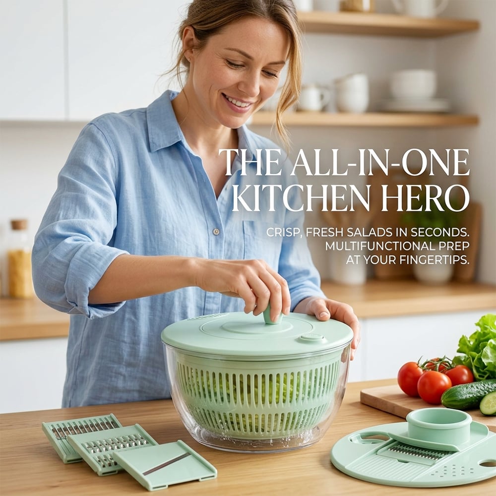 Salad Spinner Chopper Large – 6-Blade Multifunction Kitchen Tool 🥗✨