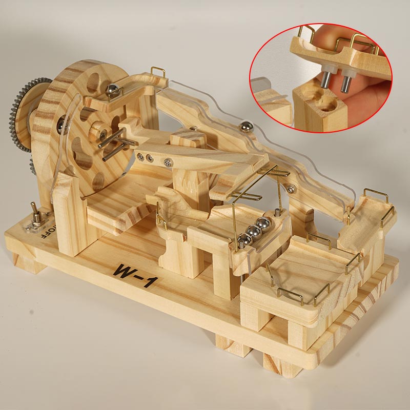 DIY Mortise and Tenon Wooden Marble Run Building Block Toy, Mechanical Model, Educational and Creative Assembly, Handmade Wooden Craft, Home Decoration, and Educational Gift