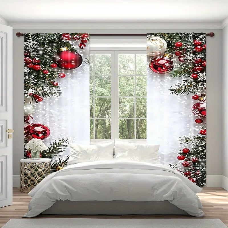 FestiveGleam - Christmas Ball Holiday Curtains
