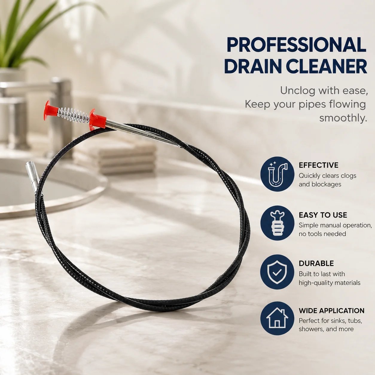 FlowGuard – Professional Flexible Drain Cleaning Tool