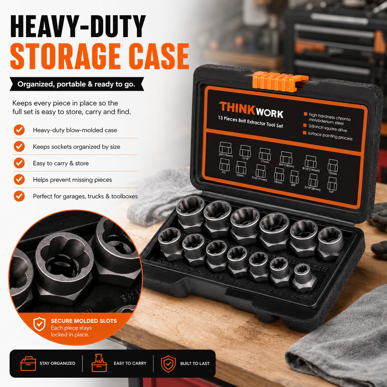 GripPower – Multi Size Bolt & Nut Extraction Tool Kit
