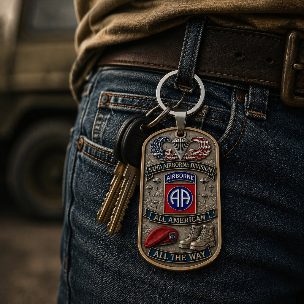 🪂U.S. Army 82nd Airborne Division Tribute Dog Tag Keychain（Gift box included）