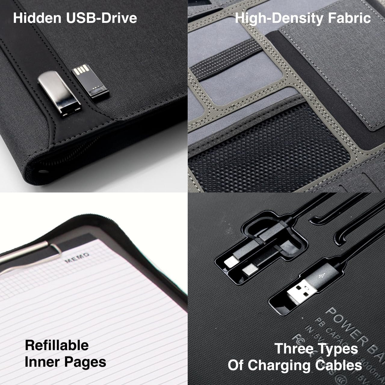 OfficeCore – Executive Leather Padfolio With 8000mAh Power Bank