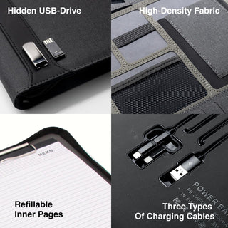 OfficeCore – Executive Leather Padfolio With 8000mAh Power Bank