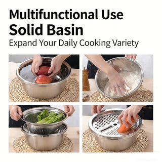 GrateNWash - Multi-Function Steel Prep Bowl