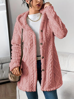 ⏰Hot Sale-Womens Fuzzy Fleece Button Down Jacket Hooded Open Front Cardigan Sweater(BUY 2 FREE SHIPPING)