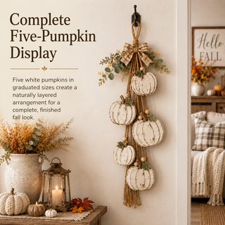HarvestGlow – Rustic White Pumpkin Hanging Swag