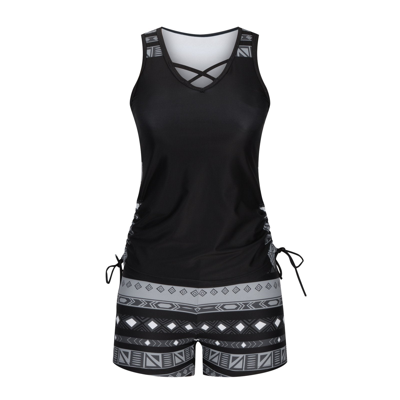 BeachBloom – Modest Bohemian Tankini Swimsuit with Shorts