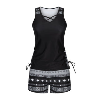 BeachBloom – Modest Bohemian Tankini Swimsuit with Shorts