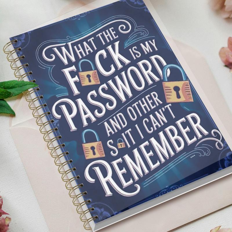 🔥Last Day 50% OFF - 📅Funny Password Notebook - Spiral Bound with Lock Icons & Funny Security Phrases✍️