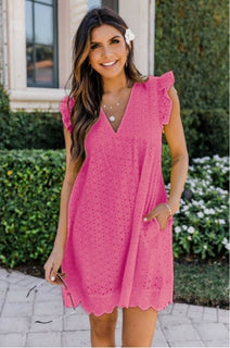 BellaAir – Summer Hollow Lace V-Neck Dress