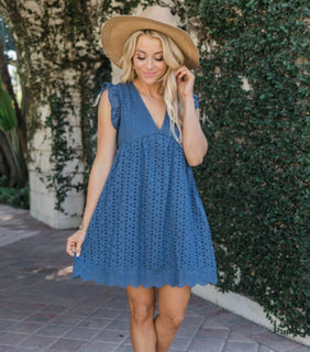 BellaAir – Summer Hollow Lace V-Neck Dress