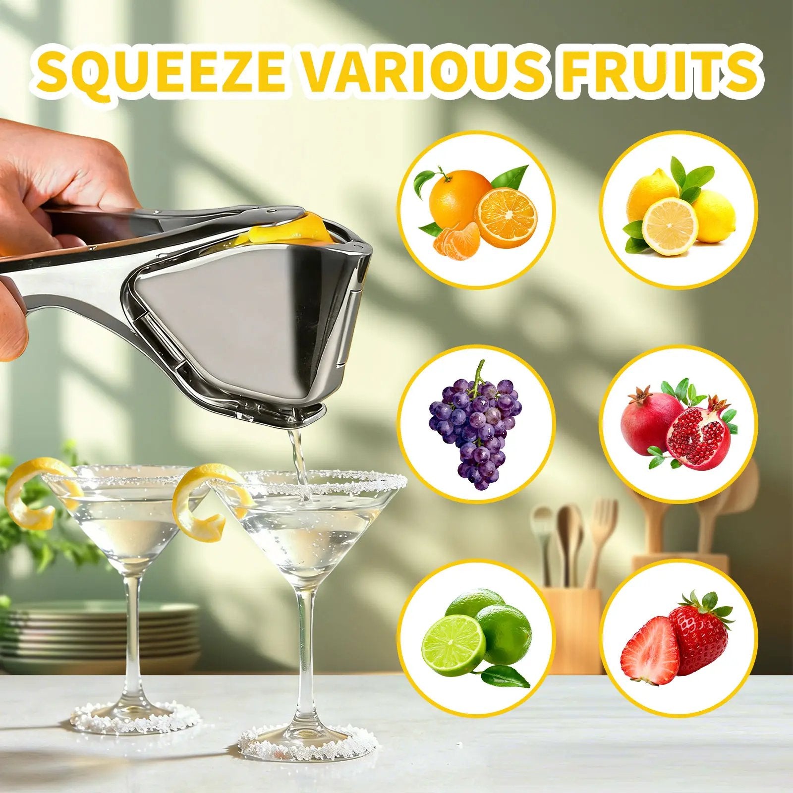 🍋Zinc alloy Stainless Steel Citrus Squeezer