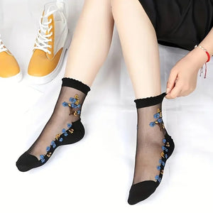 PetalSoft – Women’s Floral Pattern Comfort Glass Socks
