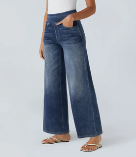 AuraStretch – Super Stretch High-Waisted Wide Leg Jeans