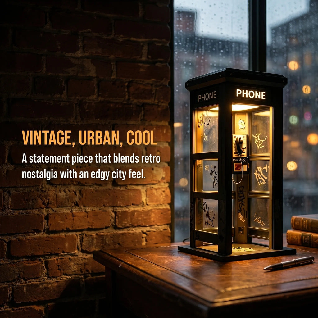 NoirBooth Glow - Vintage Phone Booth Ambient Lamp