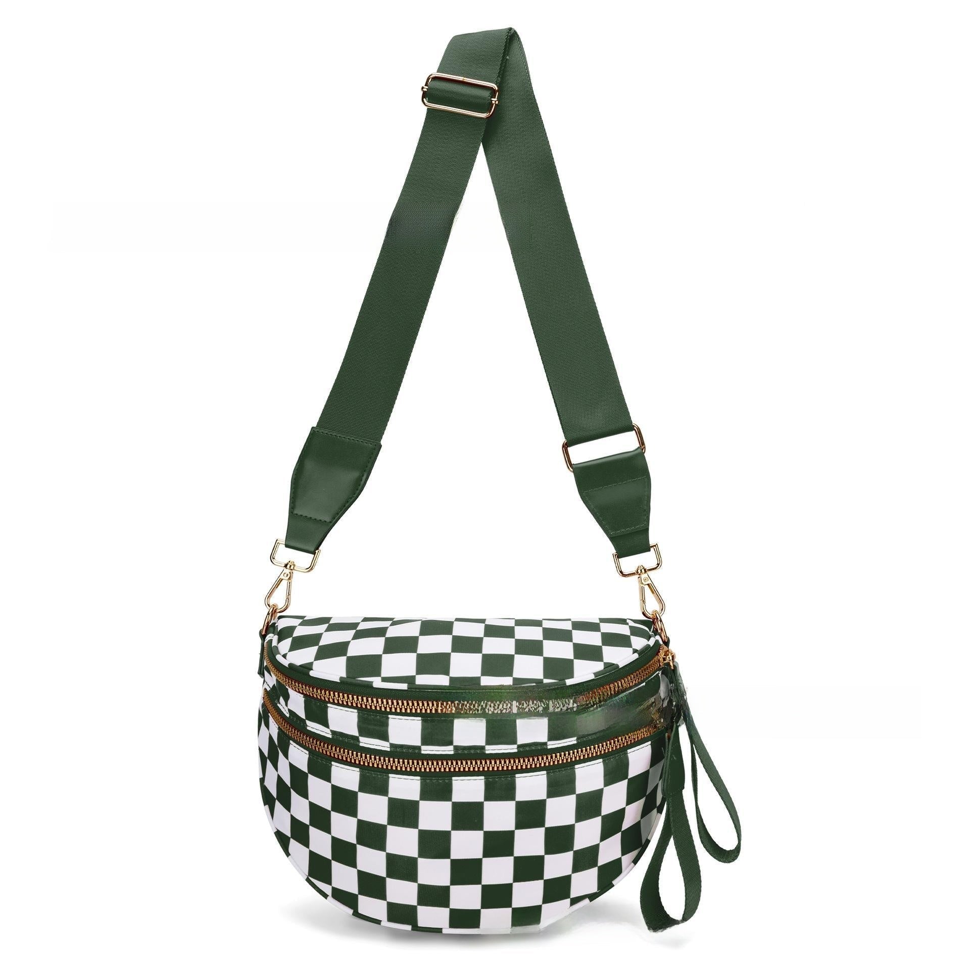 Everyday Crossbody Bag, Lima Green Checkered - SNO