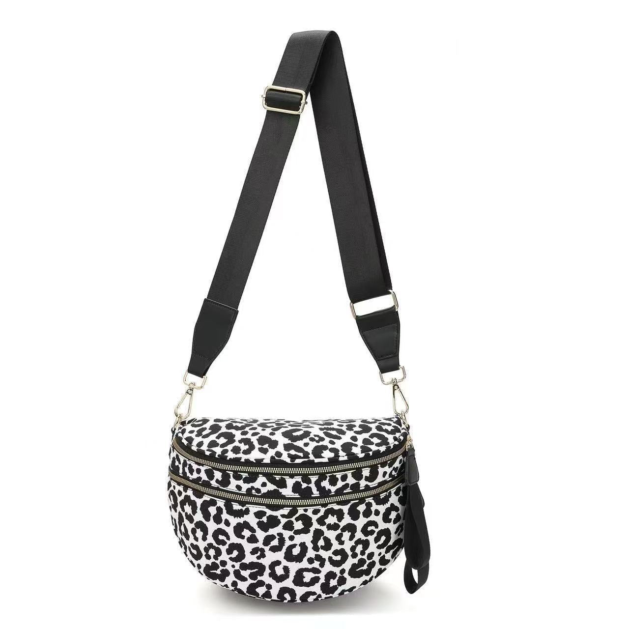 Everyday Crossbody Bag, Black White Leopard - SNO