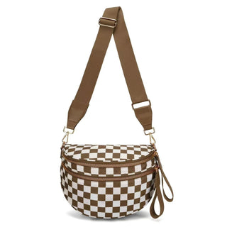 Everyday Crossbody Bag, Dark Brown Checkered - SNO