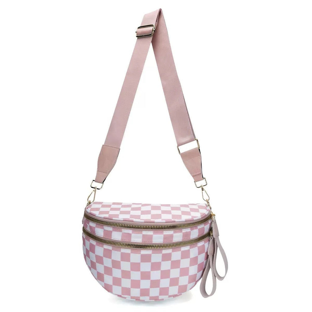Everyday Crossbody Bag, Light Pink Checkered - SNO