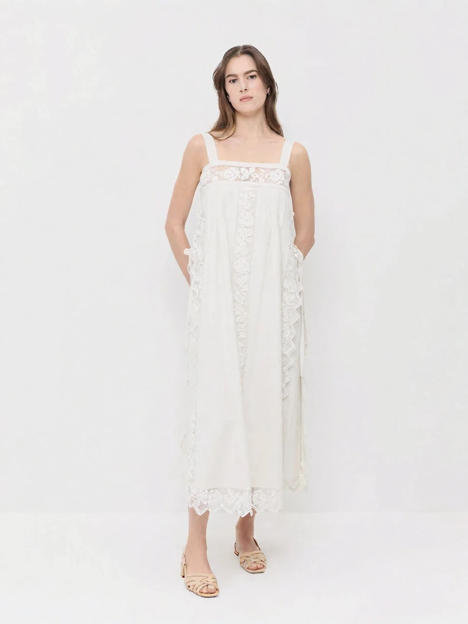 PureLinen – Vintage Lace Summer Midi Dress